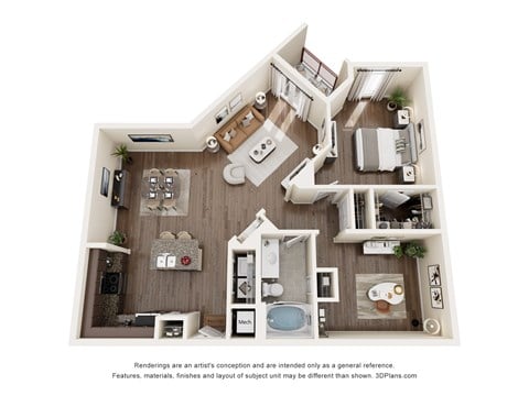 Floor plan for 2 beds, 1 bath, 1137 sqft
